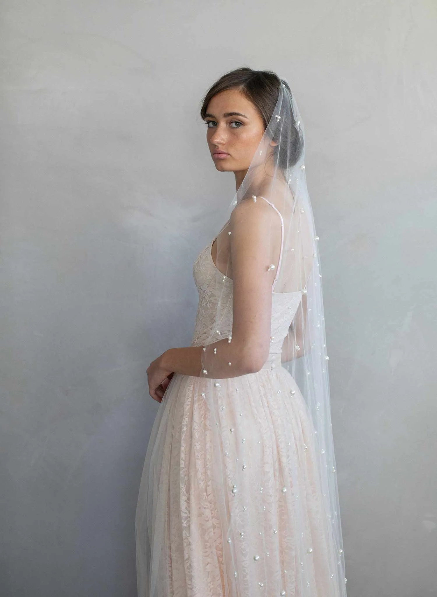 Pearl chapel train veil - Style #968