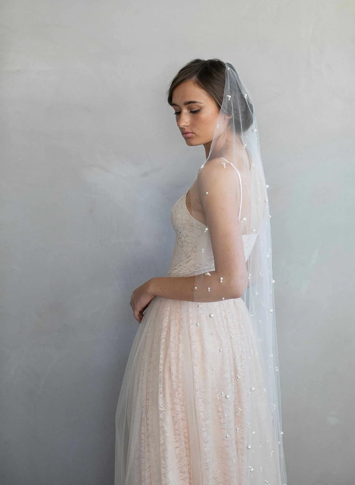 Pearl chapel train veil - Style #968