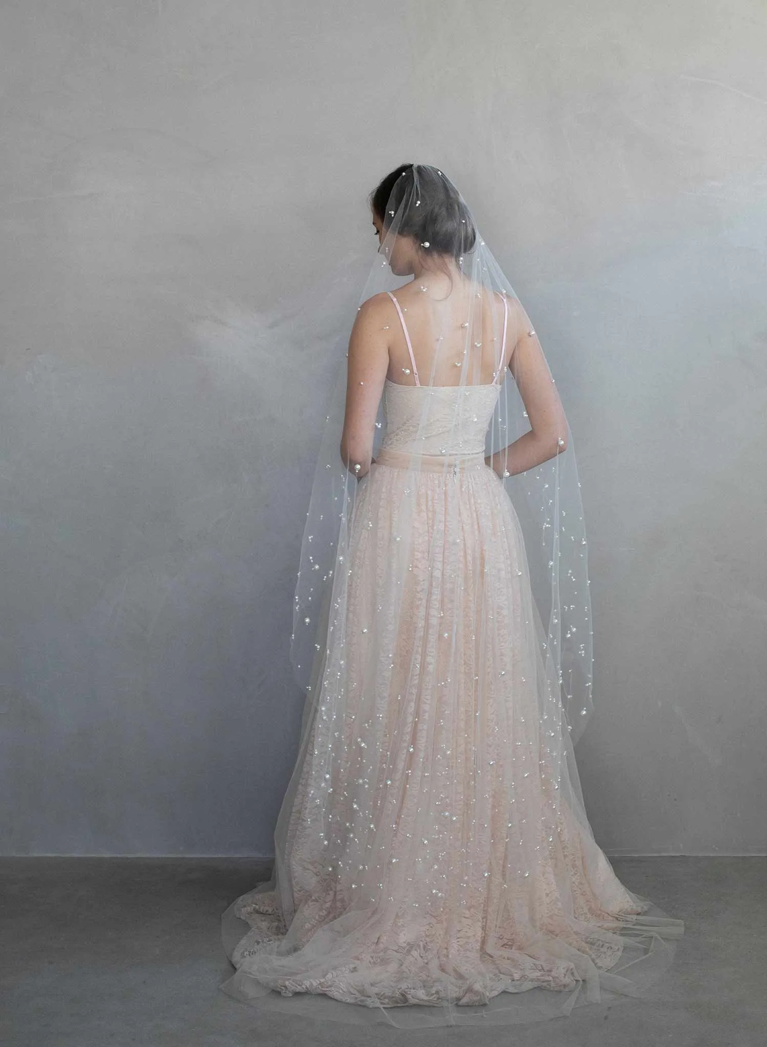 Pearl chapel train veil - Style #968