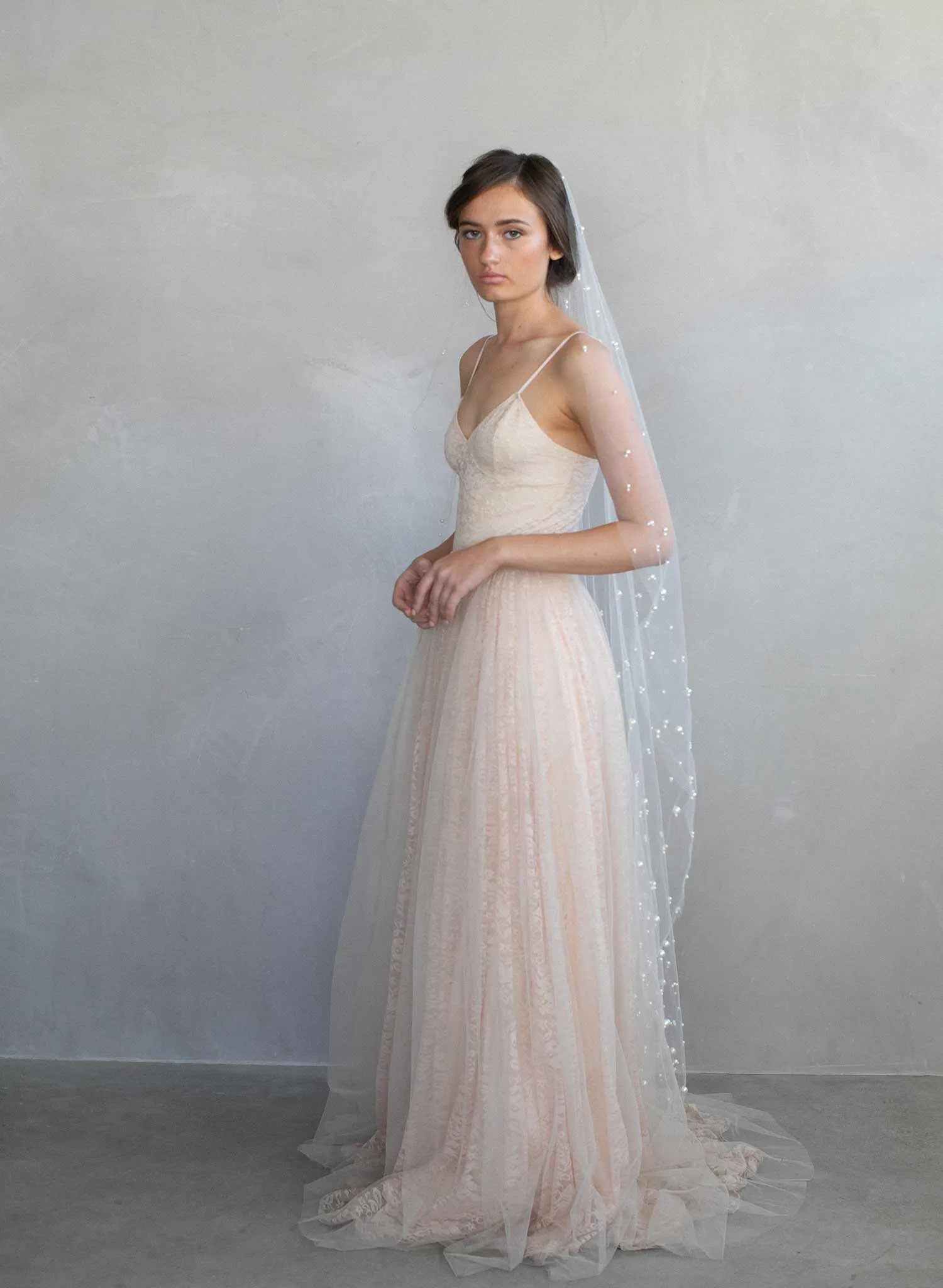 Pearl chapel train veil - Style #968