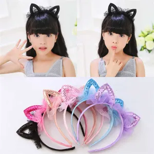 Princess Cat Ears Veil Tiara Girls Kids-تاج حجاب