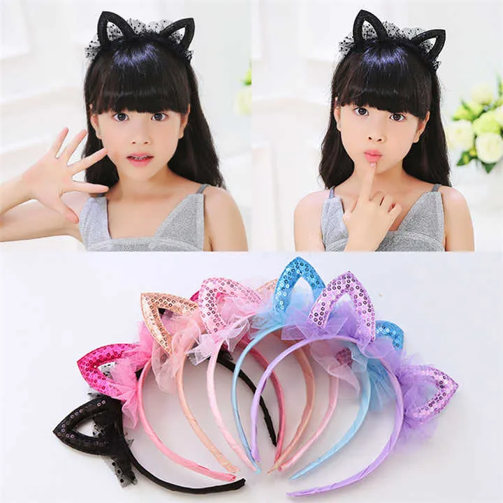 Princess Cat Ears Veil Tiara Girls Kids-تاج حجاب