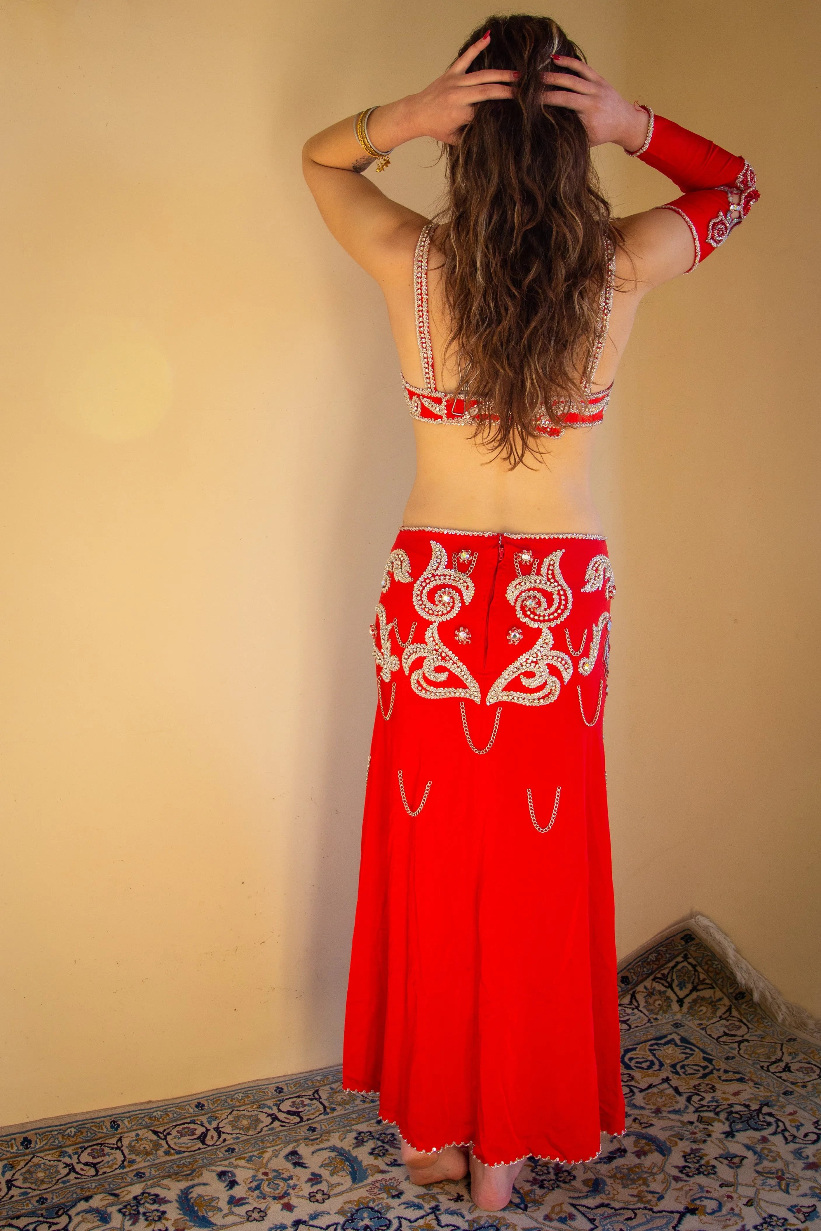 Red & Silver Floral Lace