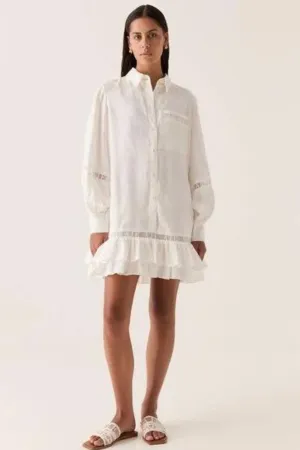 Reframe Logo Trim Mini Dress Ivory