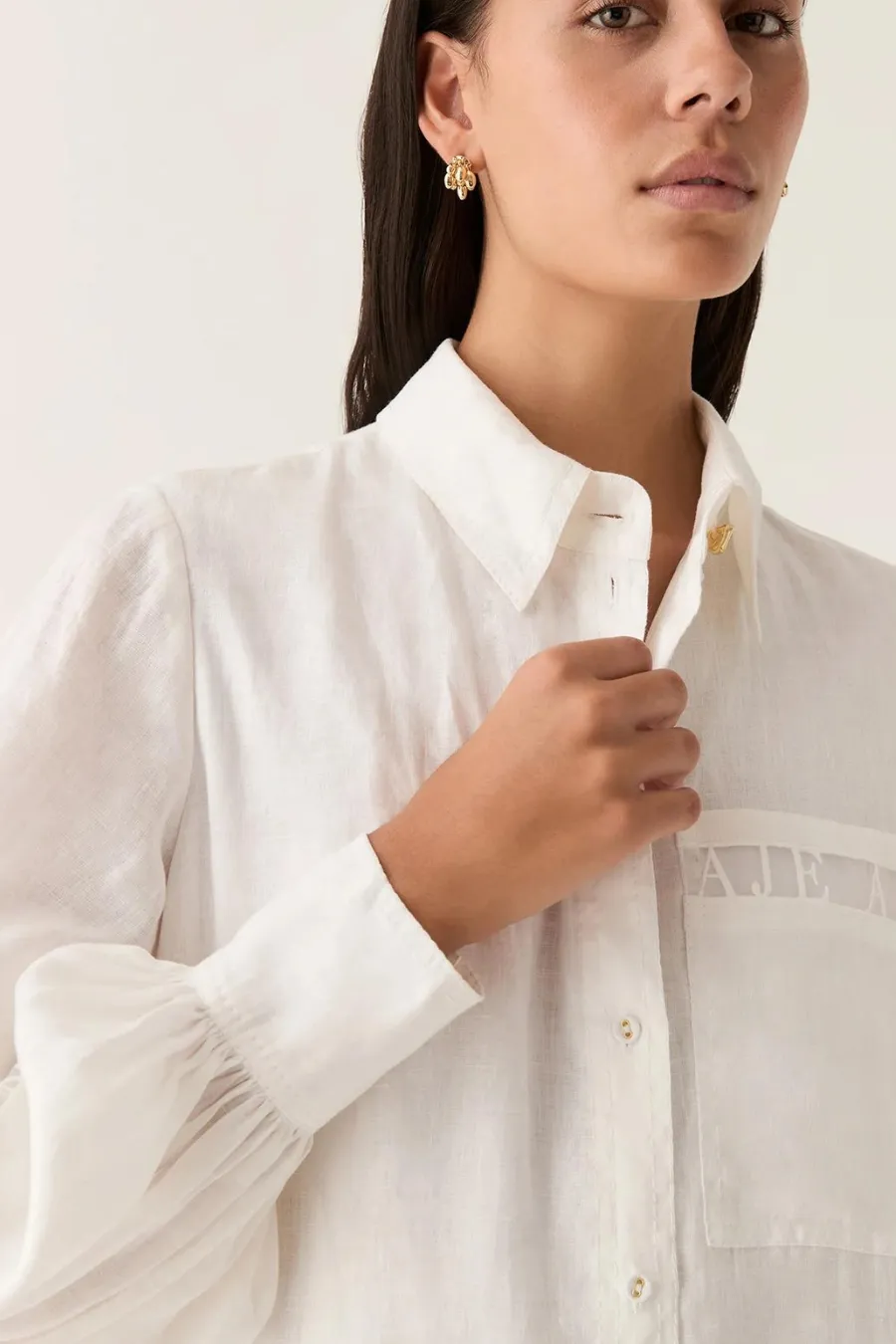 Reframe Logo Trim Mini Dress Ivory