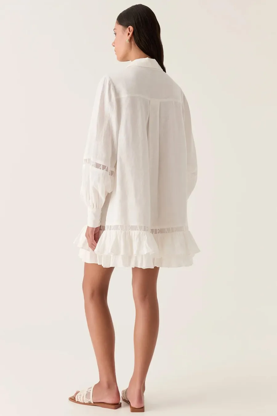Reframe Logo Trim Mini Dress Ivory