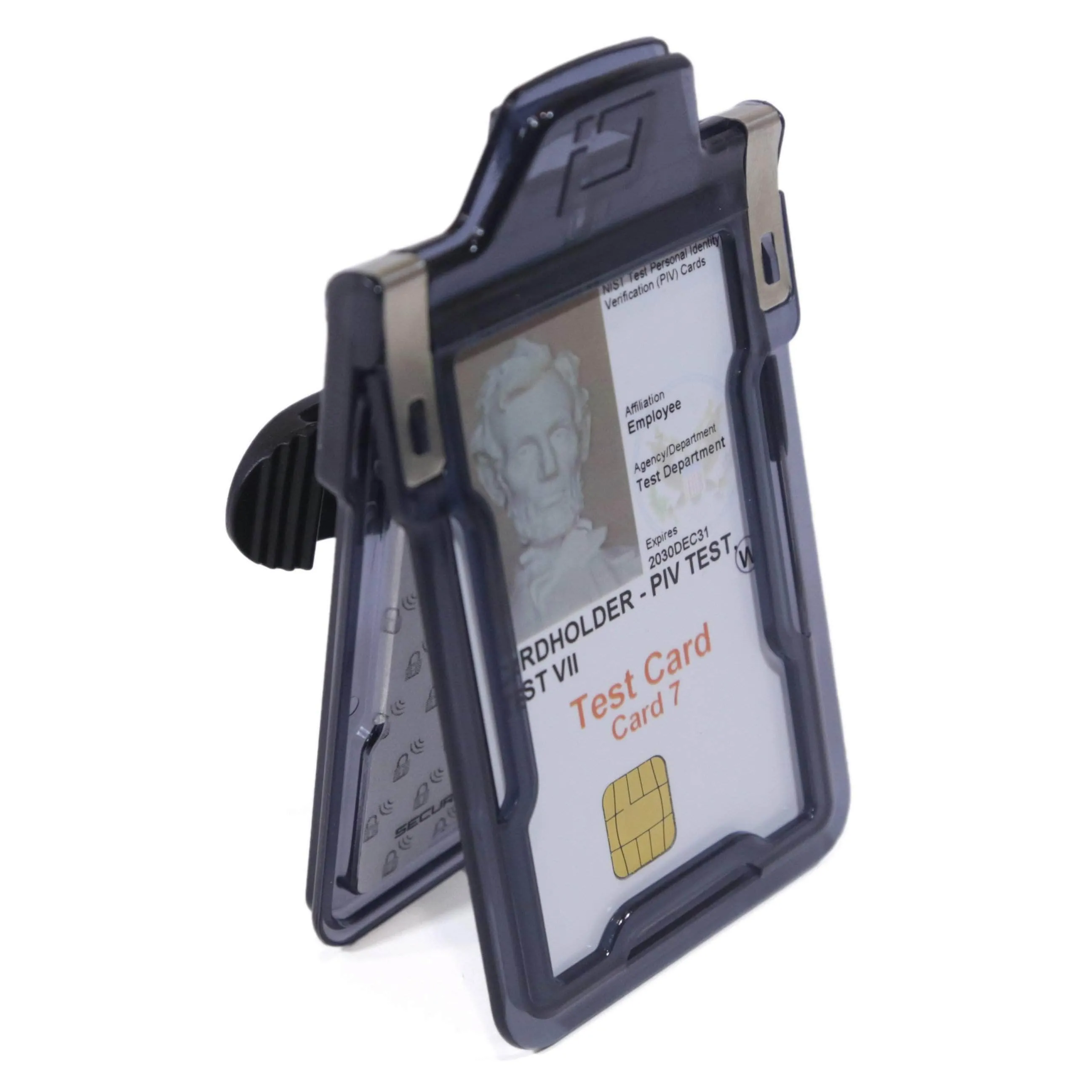 Secure Badge Holder Classic Vertical 1 ID Card Holder With Belt Clip
