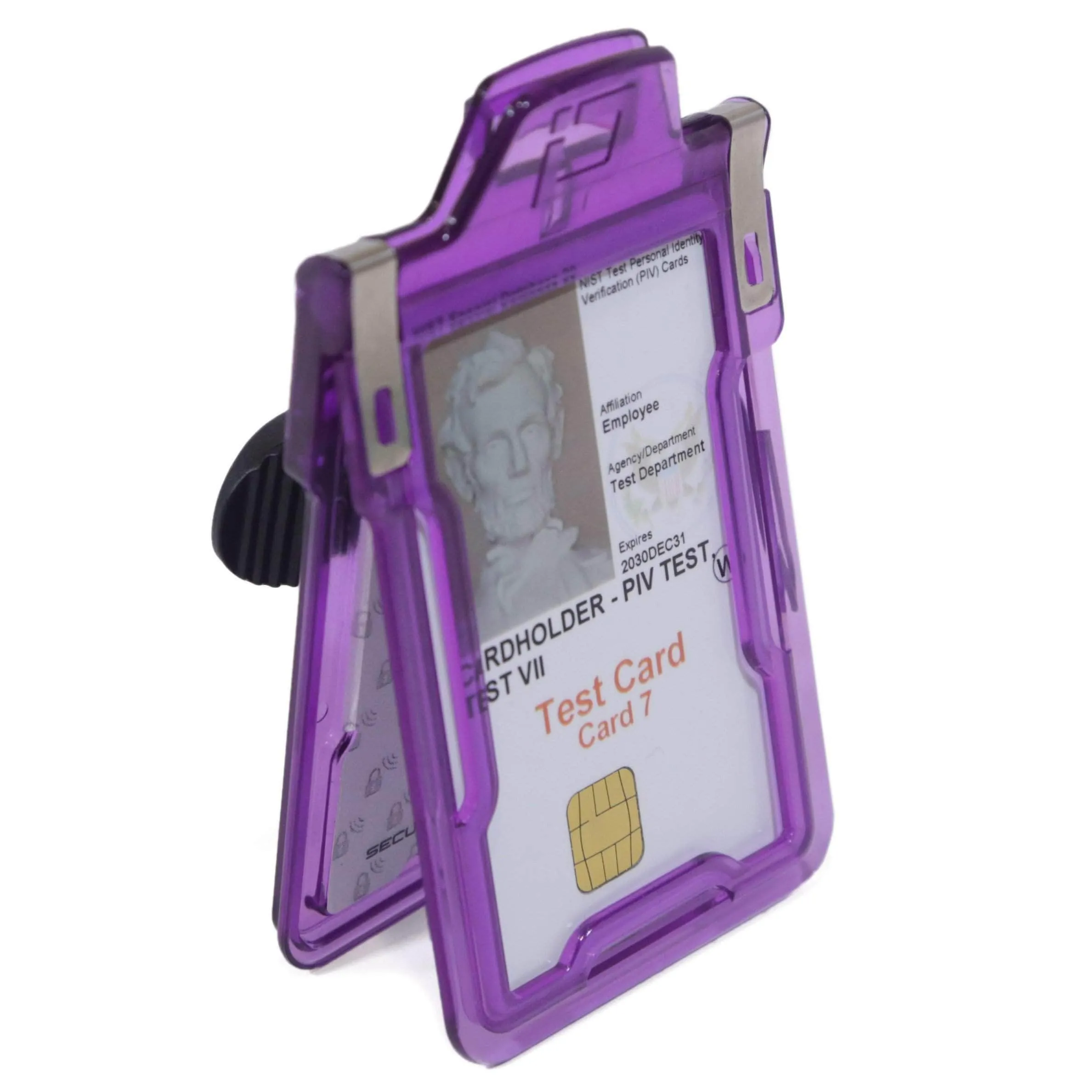 Secure Badge Holder Classic Vertical 1 ID Card Holder With Belt Clip
