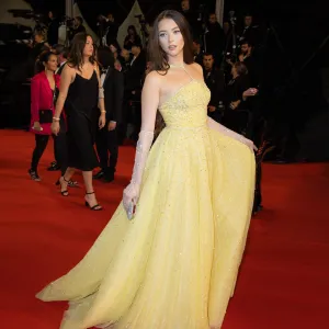 Sparkly Beaded Yellow Halter Evening Dress with Gloves SS313 Sparkly Beaded Yellow Halter Evening Dress with Gloves SS313
