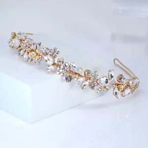 Swarovski Crystals Floral Twilight Bloom Teardrop Headband, Hair Vine Headband, Bridal Hair, Rhinestone Delicate Headband.