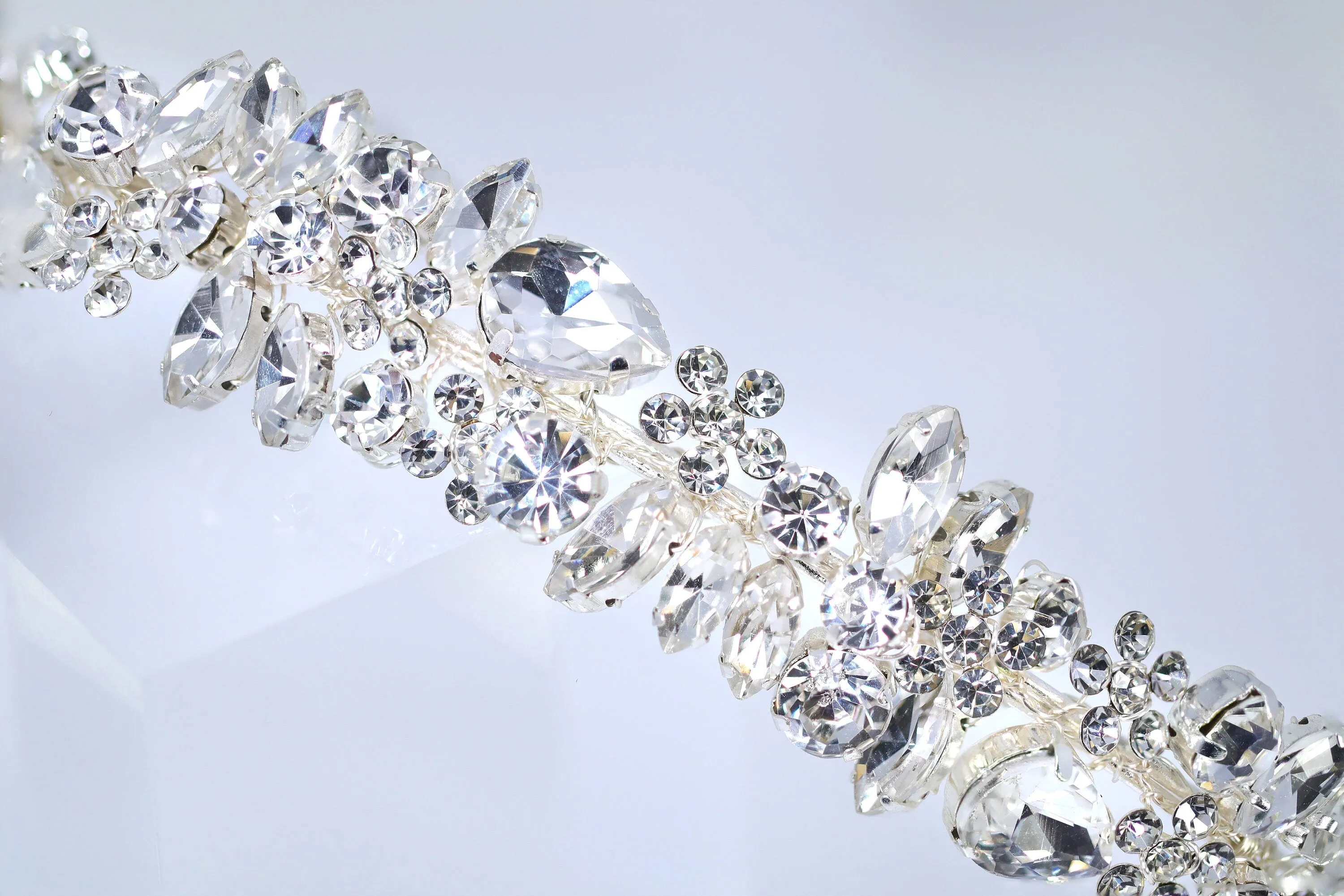 Swarovski Crystals Floral Twilight Bloom Teardrop Headband, Hair Vine Headband, Bridal Hair, Rhinestone Delicate Headband.