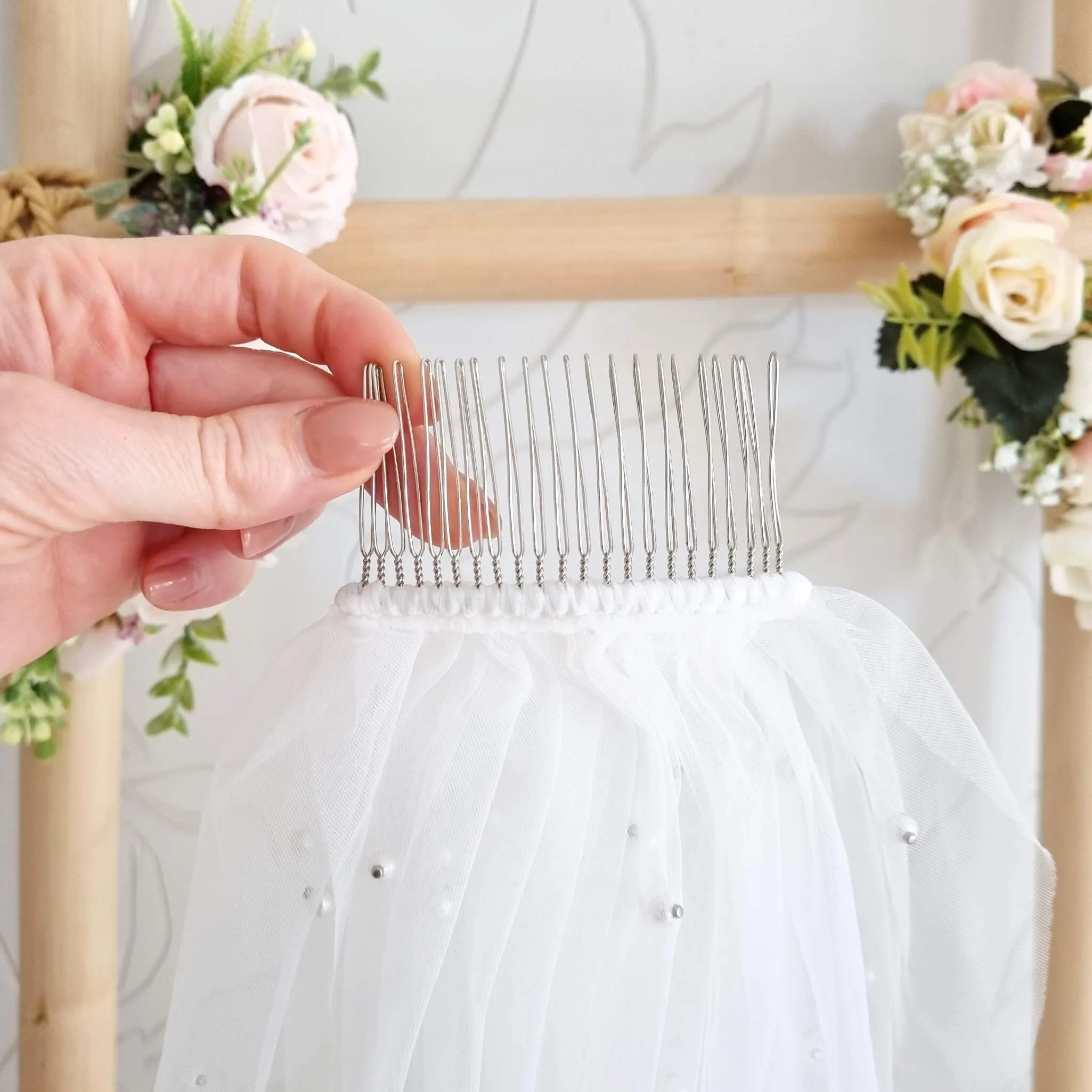 Veil decorated with beads