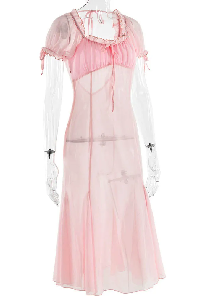 Veil of Pink  Mesh Allure Dress