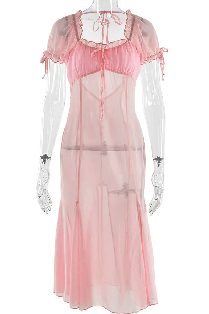 Veil of Pink  Mesh Allure Dress