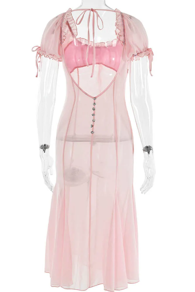 Veil of Pink  Mesh Allure Dress