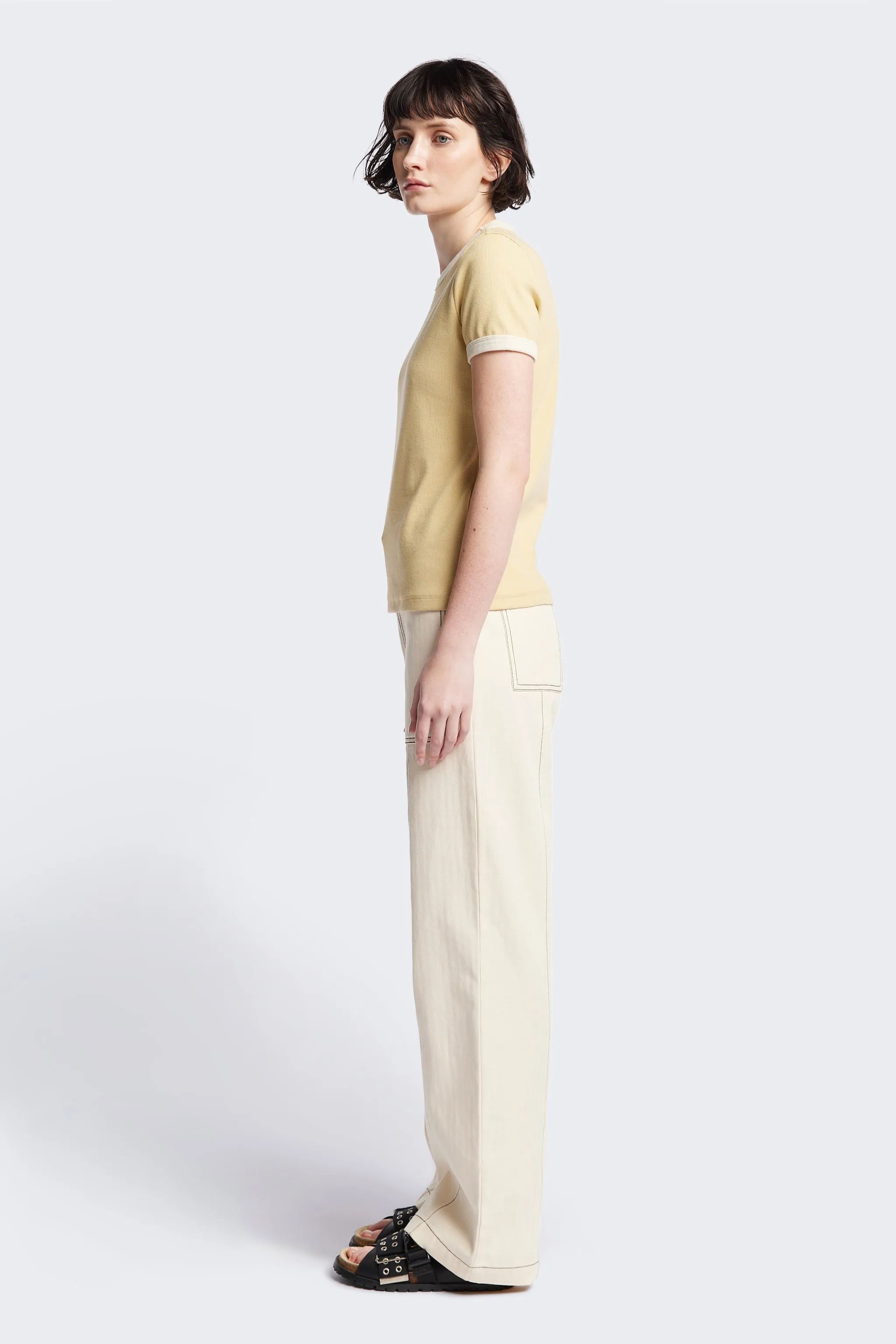 Veil Rib Tee Butter/Ecru Bind
