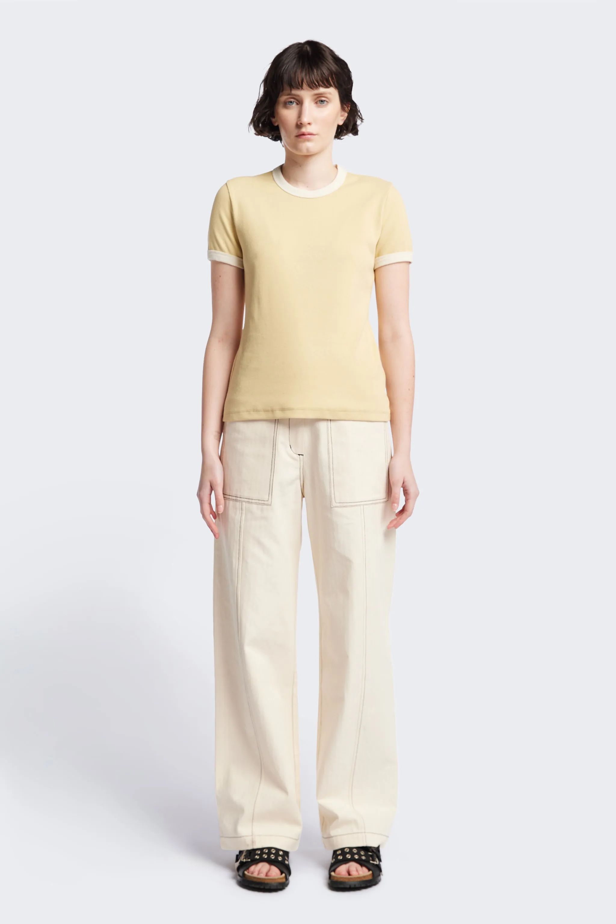 Veil Rib Tee Butter/Ecru Bind