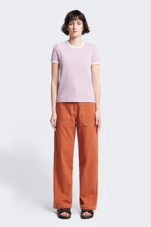 Veil Rib Tee Lilac/Ecru Bind
