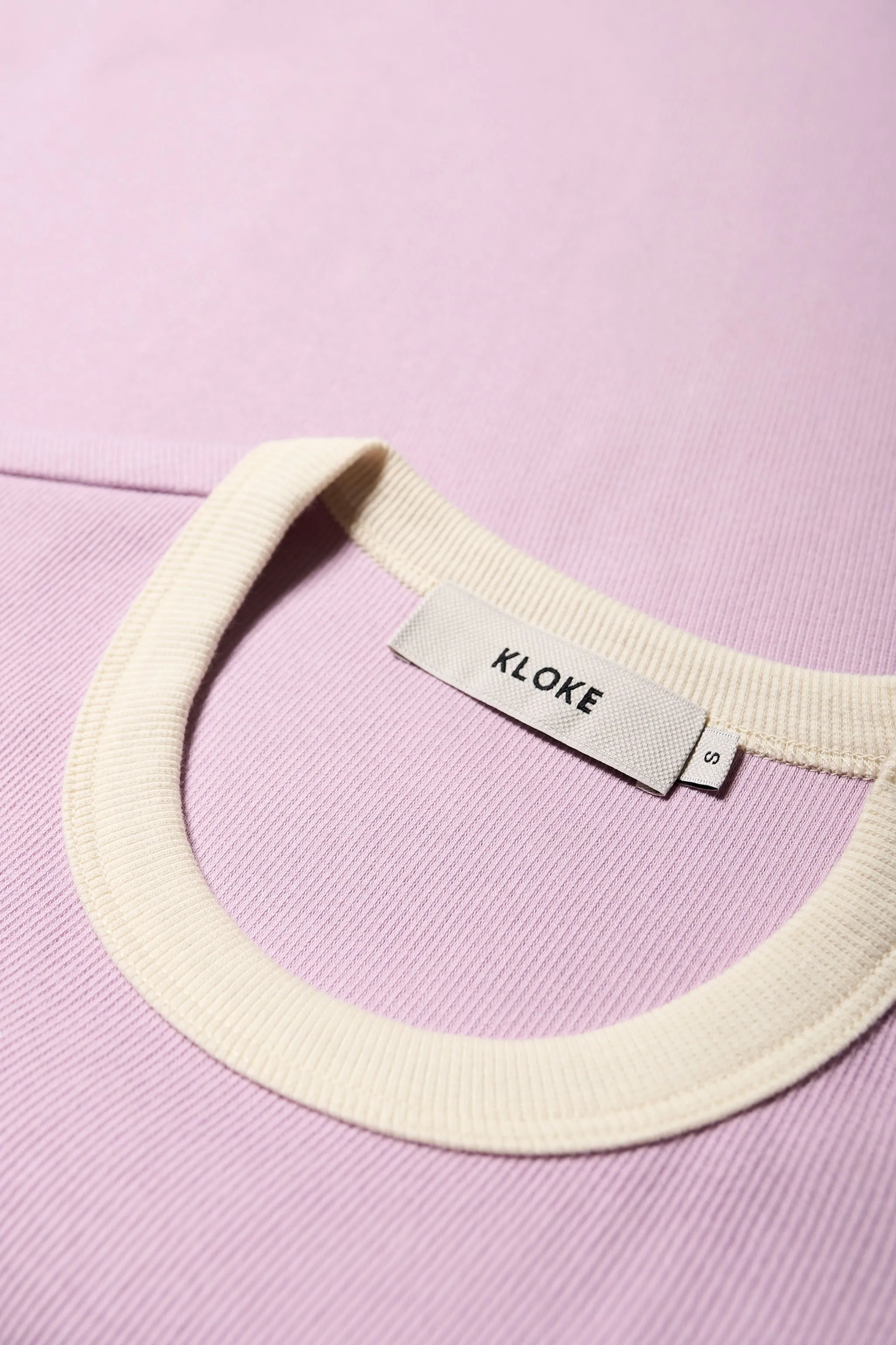 Veil Rib Tee Lilac/Ecru Bind