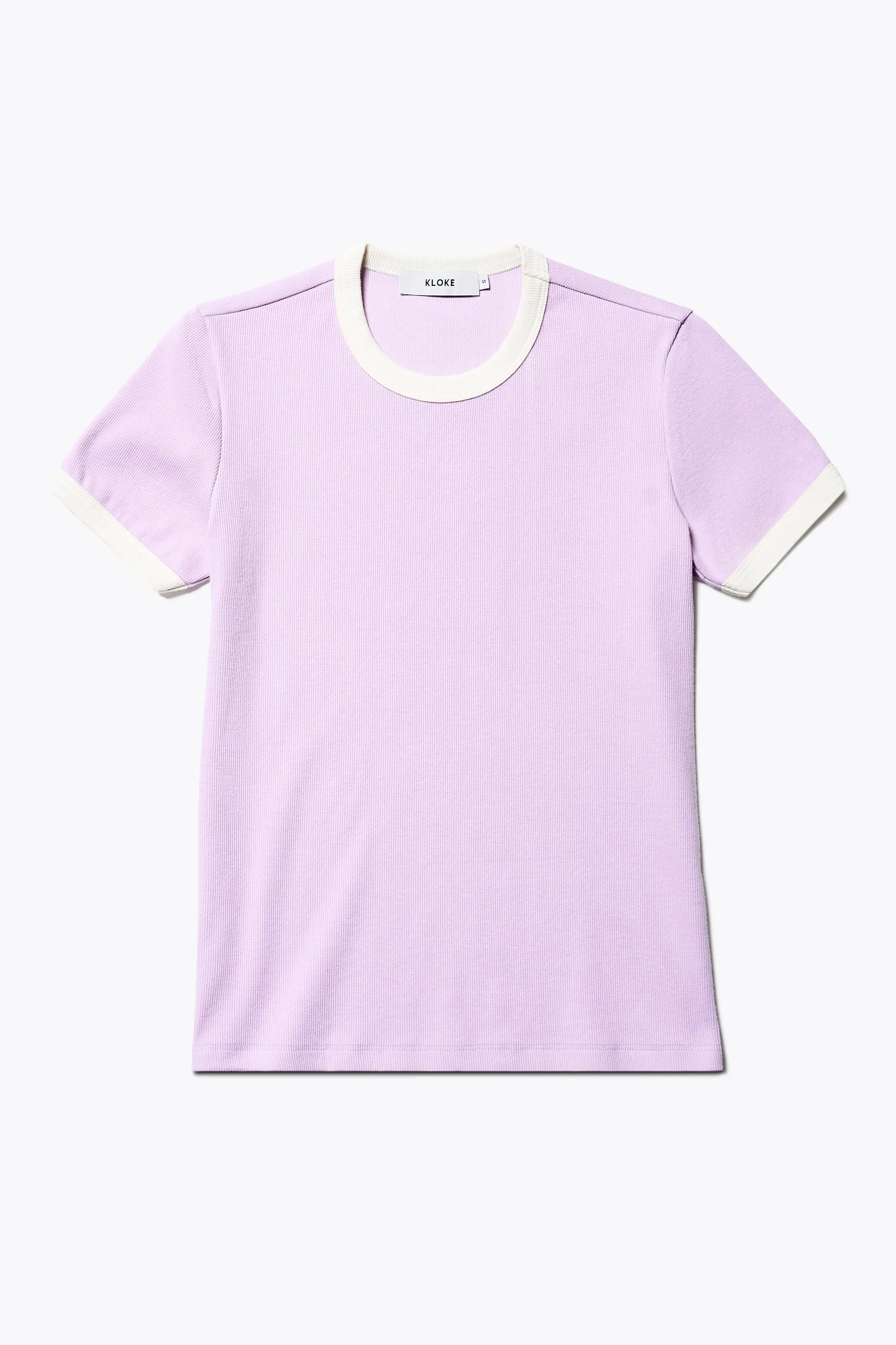 Veil Rib Tee Lilac/Ecru Bind