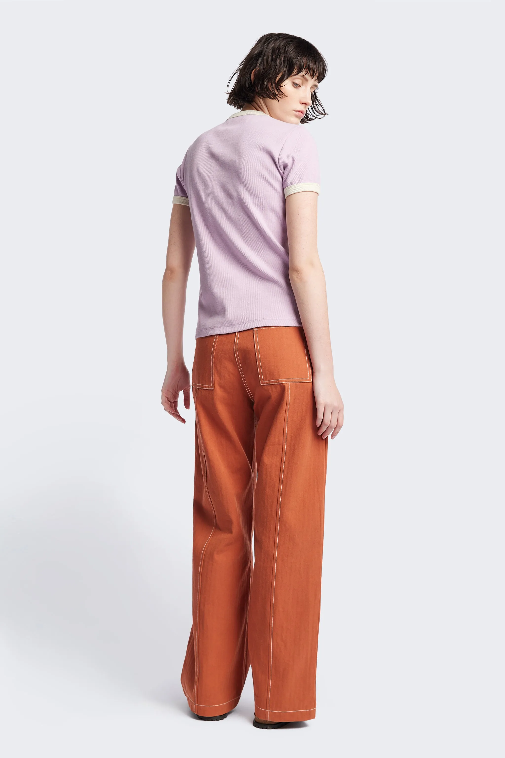 Veil Rib Tee Lilac/Ecru Bind