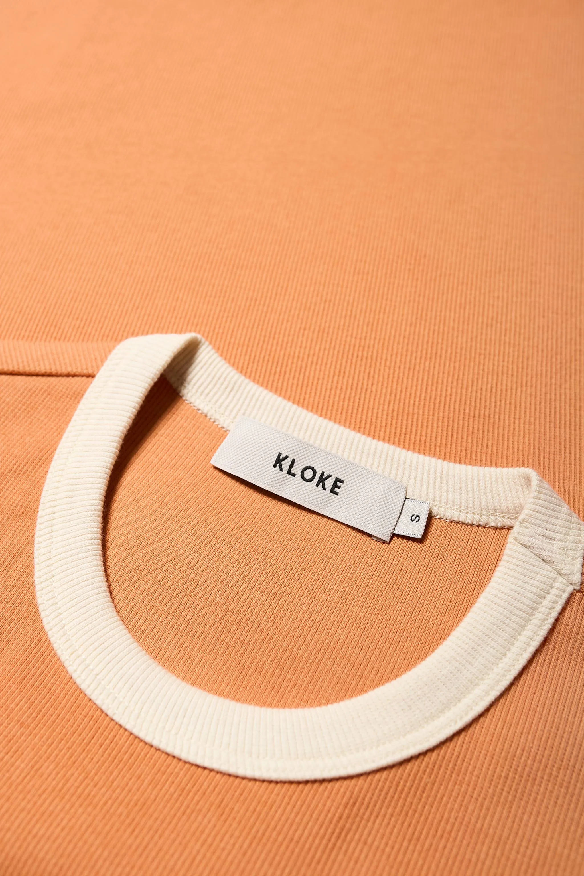 Veil Rib Tee Pastel Orange/Ecru Bind