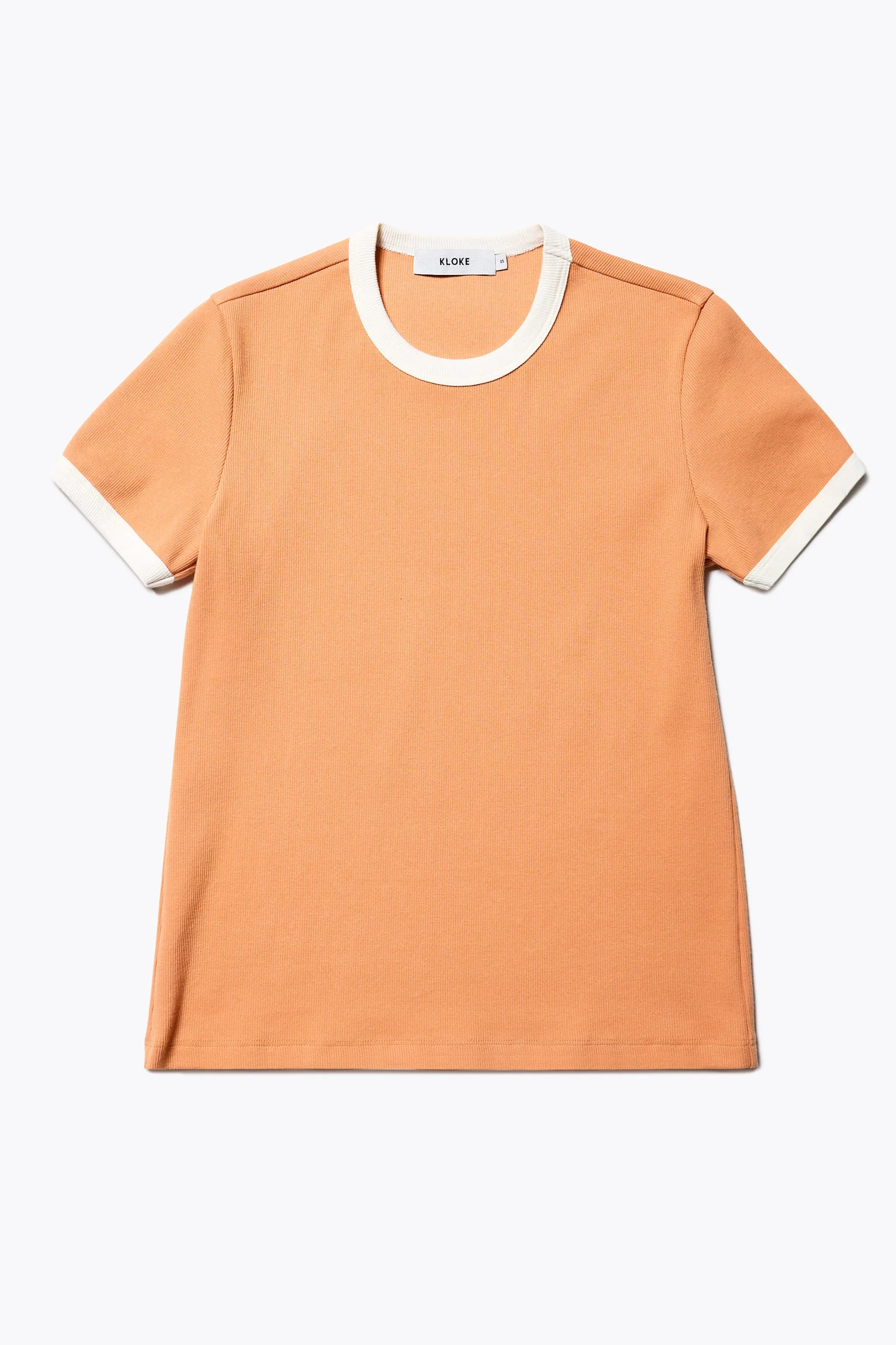Veil Rib Tee Pastel Orange/Ecru Bind