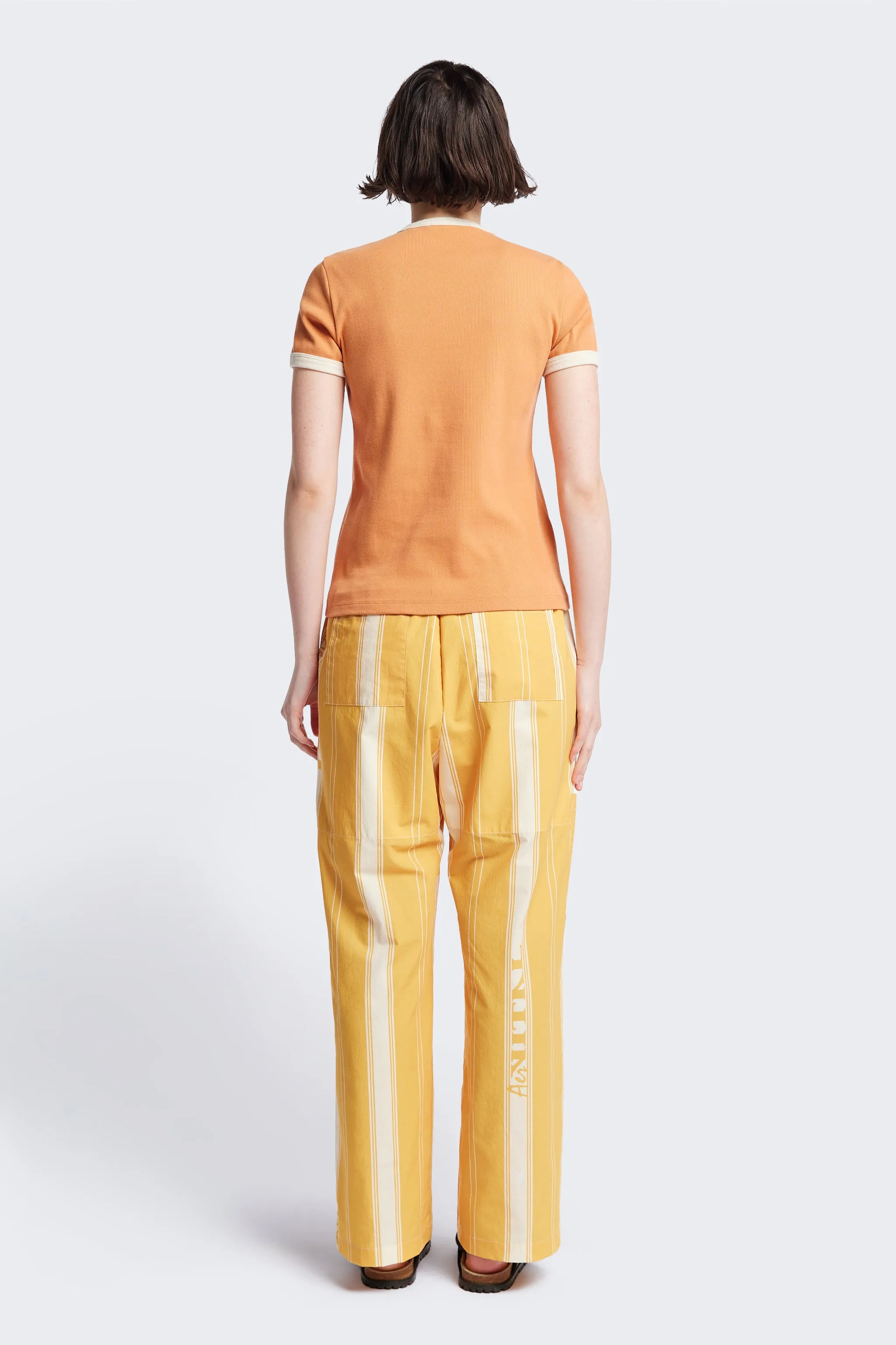 Veil Rib Tee Pastel Orange/Ecru Bind