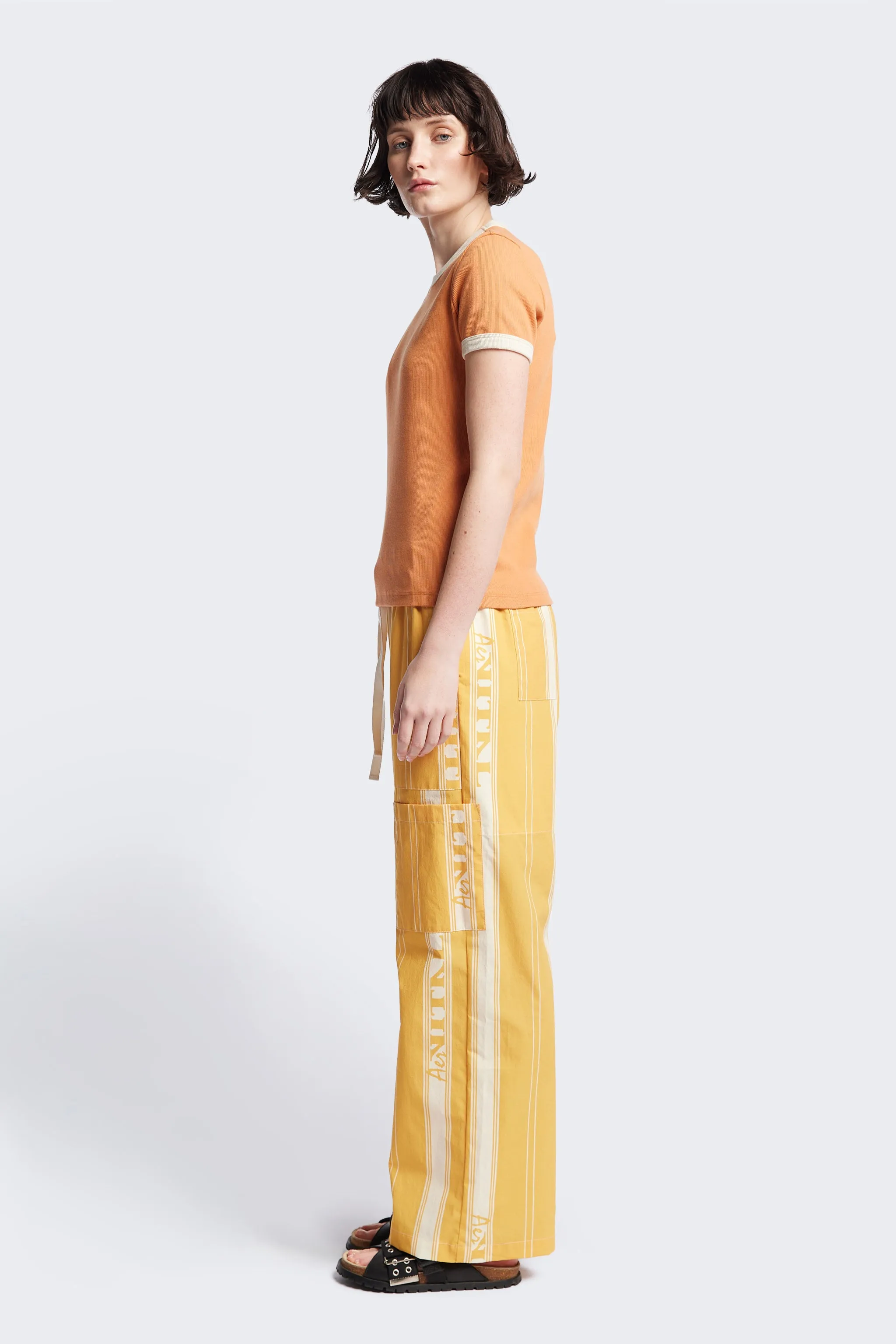 Veil Rib Tee Pastel Orange/Ecru Bind