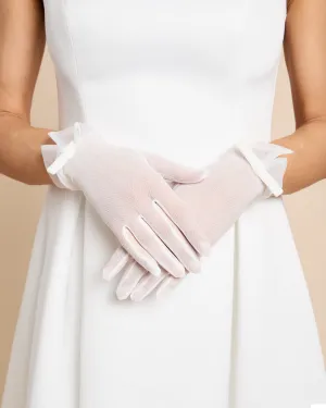 Velvet Bow Short Bridal Gloves