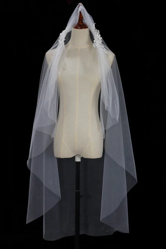 Vintage Mesh Side Flower Bridal Veil