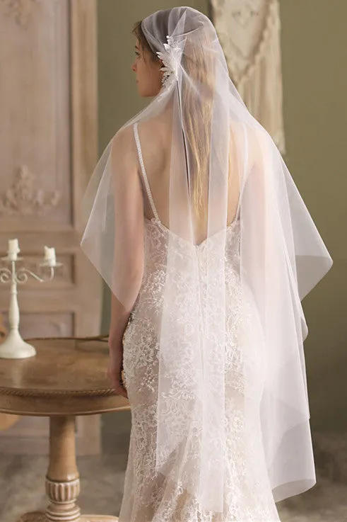 Vintage Mesh Side Flower Bridal Veil