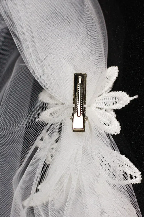 Vintage Mesh Side Flower Bridal Veil