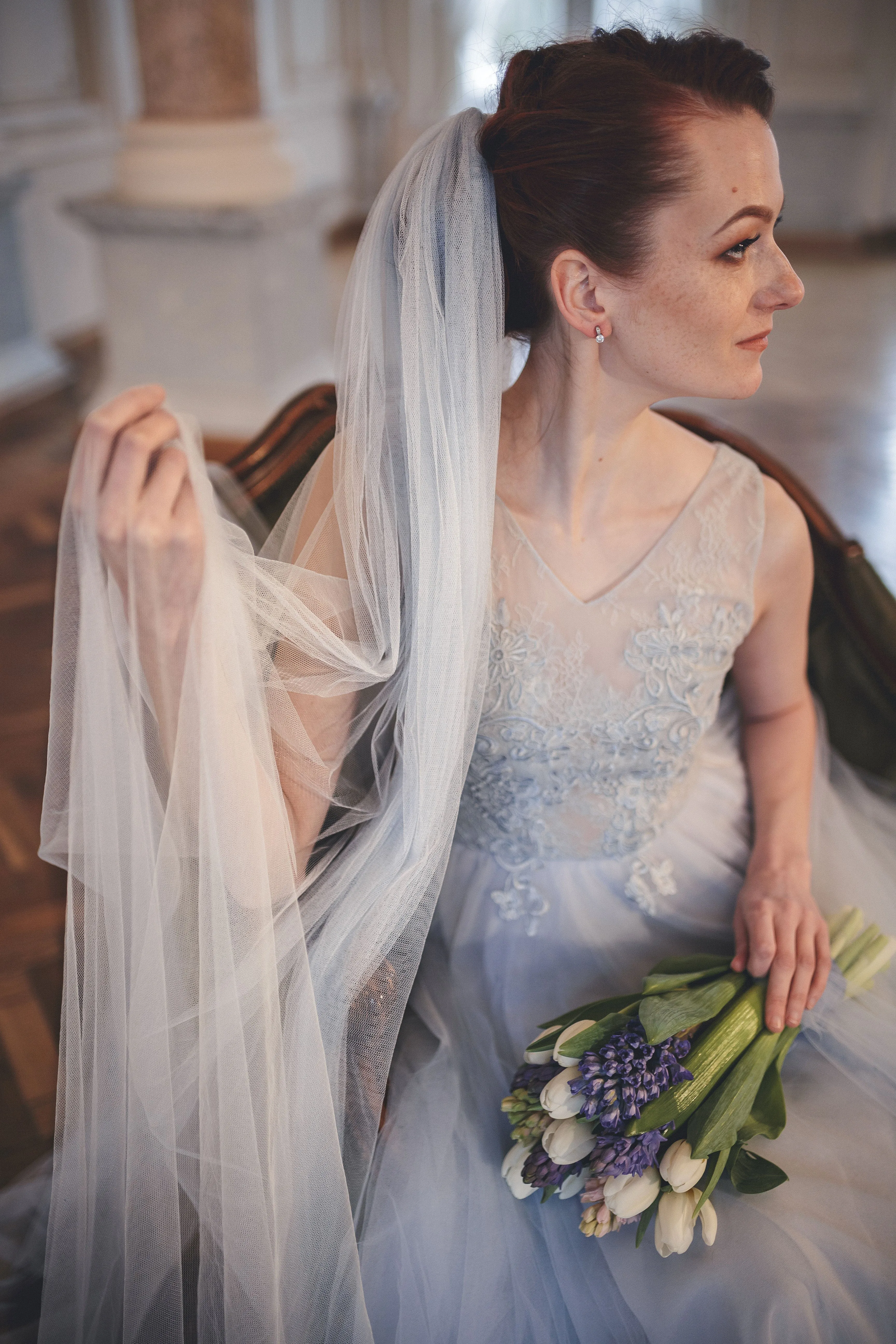 Wedding veil in custom color - EDMONDE