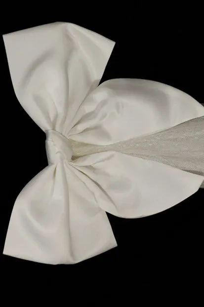 White Bow Polka Dot Long Bridal Veil