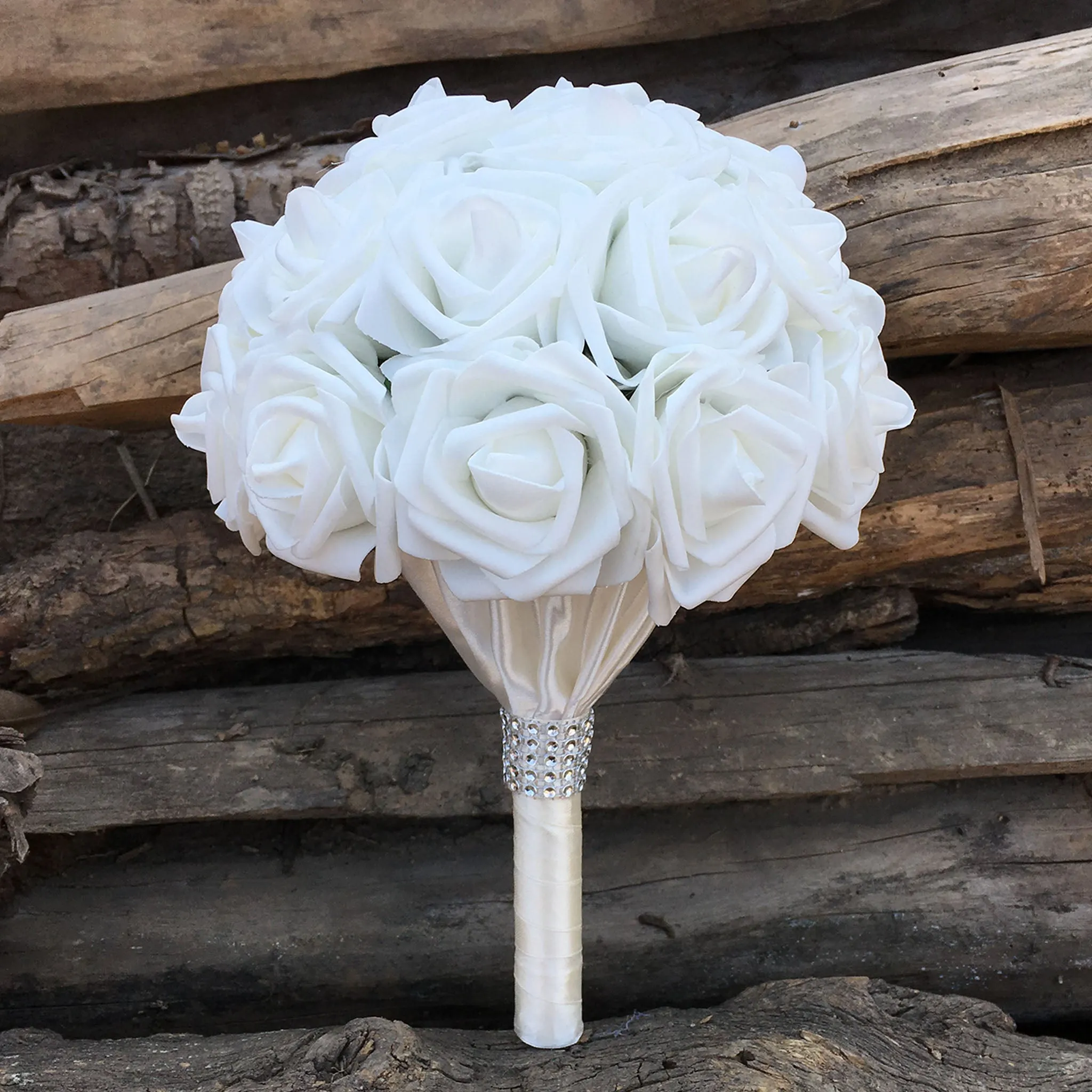 White Roses Bridal Bouquet Artificial Wedding Floral Bouquet