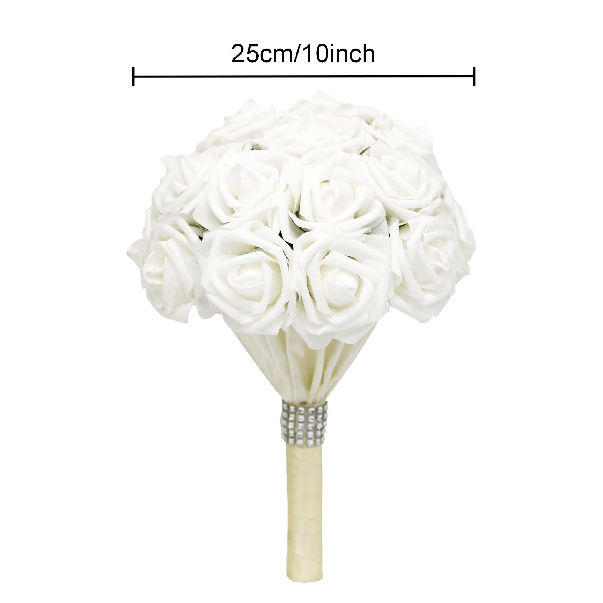 White Roses Bridal Bouquet Artificial Wedding Floral Bouquet